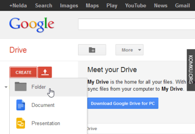create a folder - google drive